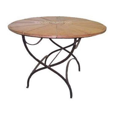 Imagem de Mesa De Ripa Circular Em Madeira E Ferro - Cód 420 - Barrocarte