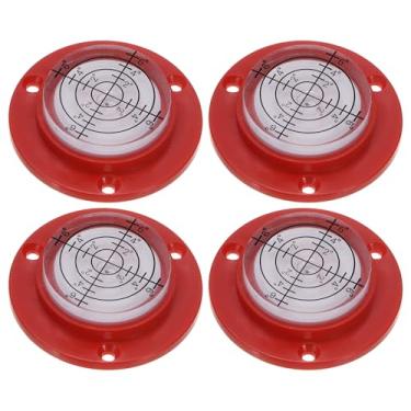 Imagem de HARFINGTON 4 peças de alta precisão horizontal nível de bolha 12 x 49 mm ferramentas de layout de medição de nível de olho de boi redondo para RV TV moldura de pendurar ferramenta nivelador, vermelho