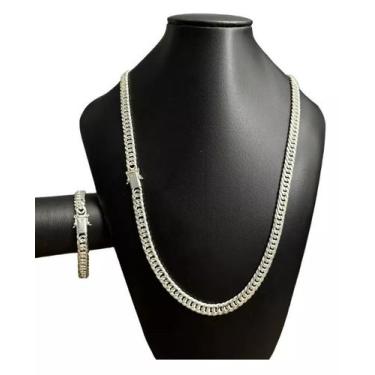 Imagem de Cordão + Pulseira Grumet 10mm Banhado Prata 925 - Tojoia18K