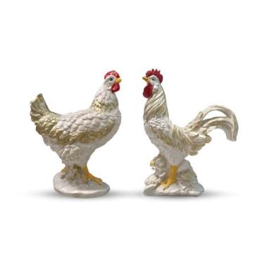 Imagem de Estátua Decorativa Galo E Galinha Escultura De Aves Com Luxo e Estilo 
