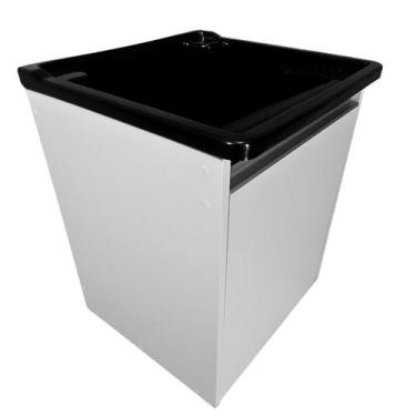 Imagem de Tanque Plástico 26L Com Gabinete MDF De Parede Puxador Perfil Para Tor