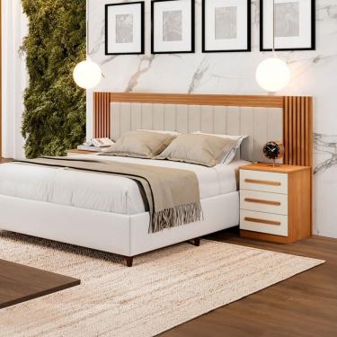 Imagem de Cabeceira Le Mans 6 Gavetas Cinamomo/Off White - Pnr Móveis