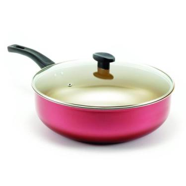 Imagem de Frigideira Funda Alta Wok Antiaderente 30 Cm Tampa De Vidro Grande Nao