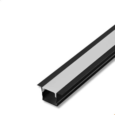 Imagem de Perfil De Led Embutir Slim 15x10mm 2m P/Marcenaria Teto Preto