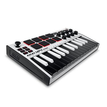 Imagem de Akai Professional MPK Mini MK3 - Controlador de Teclado MIDI USB com 25 Teclas, 8 Pads de Bateria Iluminados, 8 Knobs, Software de Produção Musical e Pacote de Sons da Native Instruments, Branco
