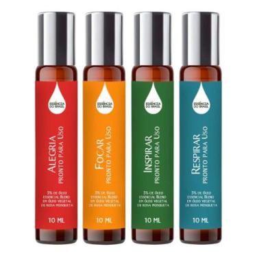 Imagem de Kit 4 Óleos Essenciais Prontos Pele Roll On 10Ml Energia - Essência Do