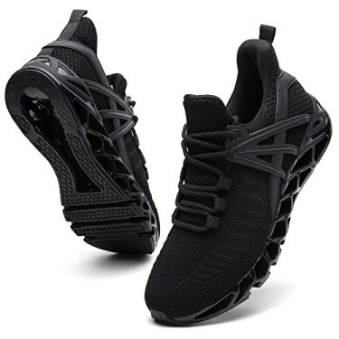 Imagem de FRSHANIAH Tênis Feminino Slip-On Para Corrida, Blade, Fashion Caminhada, Academia E Treino, Preto, Tamanho 11