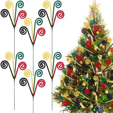 Imagem de Palheta de árvore de Natal preta de 40,6 cm, palheta de árvore de bengala doce, palheta de lã encaracolada, pirulito grande para decoração de natal afro-americana, enfeite de guirlanda, enfeite de