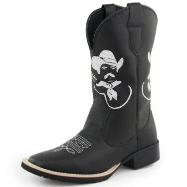 Imagem de Bota Texana Masculina Couro Country Bico Quadrado Preta Peão - Texas G