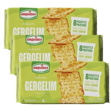 Imagem de kit 3 Biscoito Orquídea Gergelim 320g Cream Cracker