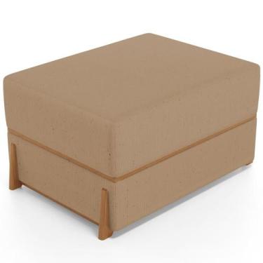 Imagem de Puff Decorativo Retangular Para Sala de Estar Domus L02 Linho Bege Esc
