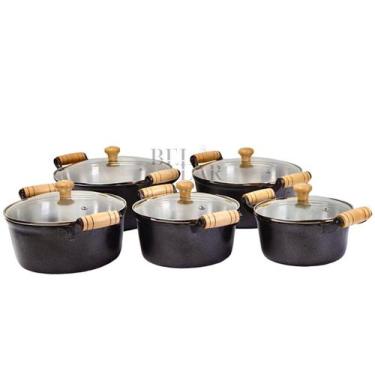 Imagem de Jogo de panelas batida aluminio fundido grossa 5pçs preta - DIVIFORTE,