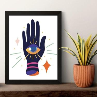 Imagem de Quadro Esotérico Olho Grego Com Mão 24X18Cm - Com Vidro