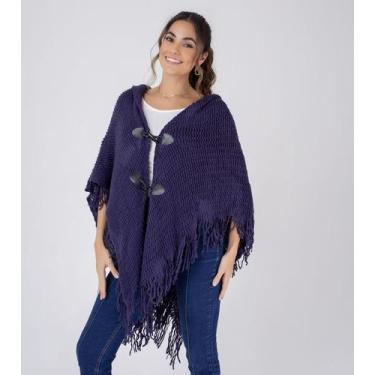 Imagem de  poncho susie croche único feminino - Susie Modas, Marinho, Único, 10 