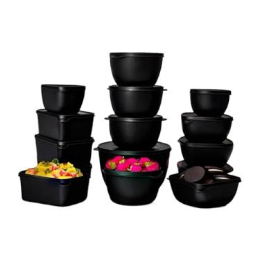 Imagem de Kit 15 Potes Herméticos para Alimentos Vários Tamanhos Organização de Cozinha(Preto)