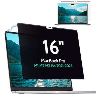 Imagem de Mao Yeye Tela de privacidade magnética para MacBook Pro de 16 polegadas (2021-2024, M1, M2, M3, M4), filtro de luz azul antirreflexo removível para laptop Mac 16,2 polegadas protetor de filtro de