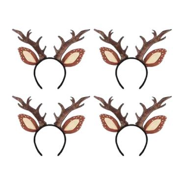 Imagem de JHJEWH Tiara de chifres de rena, faixa de cabeça de chifre de veado de alce, acessório de cabeça de chifres de cosplay, faixa de cabeça de chifres de veado, Marrom, tamanho �nico
