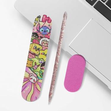 Imagem de Conjunto de ferramentas de arte de unha, linda tira de lixa de madeira para reparo de polimento, caneta de ponta de arte de unha, lixa de esponja oval, conjunto prático de arte de unhas (tema festa