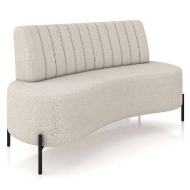 Imagem de Sofá Chaise 2 Lugares Sala Living 160cm Pés Industrial Cayman K01 Bouclê Bege Lyam Decor