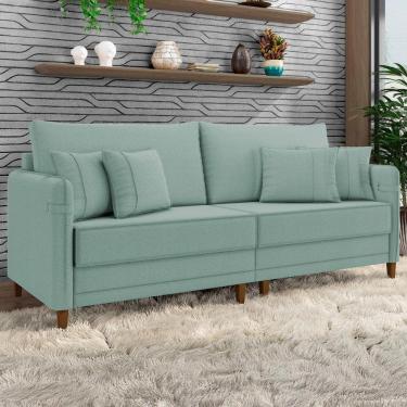 Imagem de Sofá 3 Lugares Living 212cm Pé Madeira Zoe Boucle Pistache Z08 - Mpozenato