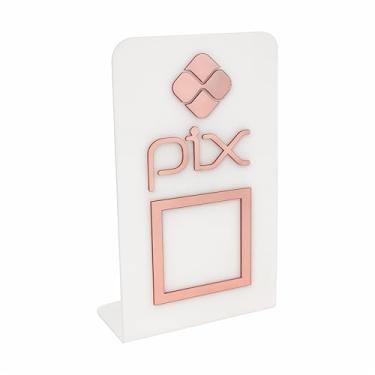 Imagem de Placa Pix QR Code Display Para Pagamentos Acrílico 3mm Branco (branco + rosé)