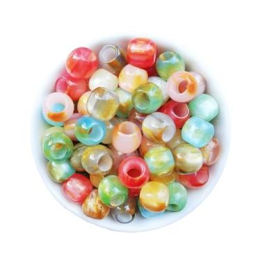 Imagem de Xeahung 100 peças de contas de cristal acrílico grandes furos grandes contas redondas coloridas pingentes para fazer joias, pulseiras, brincos, colar, contas, projetos de artesanato, presentes de