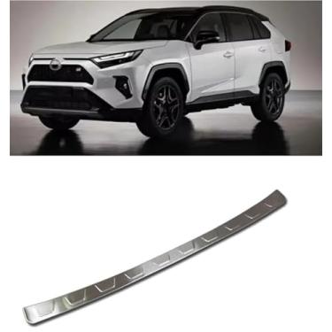 Imagem de Protetor de placa de peitoril de para-choque traseiro de aço inoxidável para Toyota RAV4 2020-2025, acessórios para forro de porta-malas de carga, guarnição da tampa da tampa da porta traseira (prata)