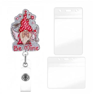 Imagem de YIHONGYAN Carretel de crachá de férias, porta-crachás, retrátil, clipes giratórios, engraçados, carretéis de crachá Be Mine Words, design de anão, para mulheres, enfermeira, médica, professora