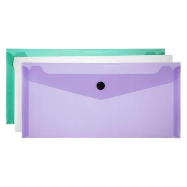 Imagem de PATIKIL Pastas de arquivo expansíveis de plástico, pacote com 3 envelopes de pasta de arquivo A6 tamanho carta organizador de documentos com fecho de pressão para sala de aula, escritório, branco