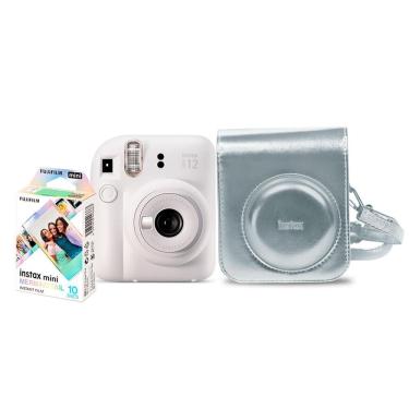 Imagem de Kit Câmera Analógica Fujifilm Instax Mini 12 Mermaid com Bolsa e Pack com 10 Filmes Branca