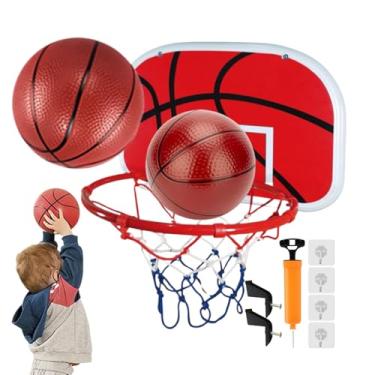 Imagem de Aro de Basquete para Crianças - Interativo Com 2 Bolas - Cesto de Basquete de Interior para Espaços Pequenos | para Rapazes Adolescentes Crianças Alunos Quarto Apartamento Dormitório