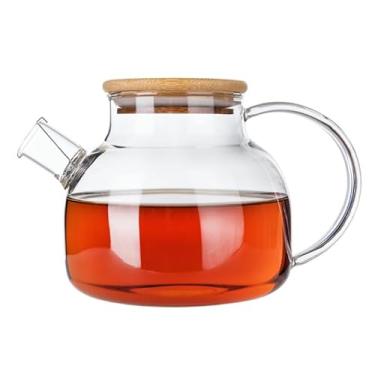 Imagem de Bule de vidro de borosilicato com infusor Tampa de bambu 1000 ml Utensílios de cozinha(1)