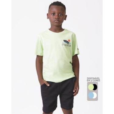 Imagem de Conjunto camiseta estampada e shorts verão estiloso fresco - Verde e Azul - Menino 4 a 14 anos-Masculino