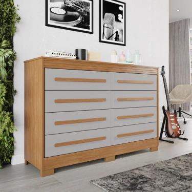 Imagem de Cômoda 8 Gavetas com Pés California Benetil, Cinamomo/Off Arena