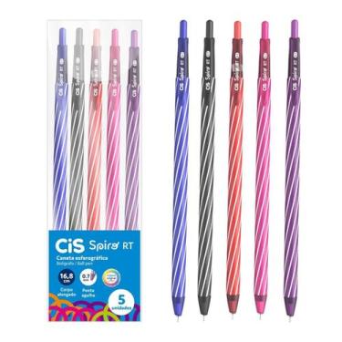 Imagem de Caneta cis spiro retratil 0,7mm c/05 cores