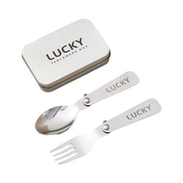 Imagem de Conjunto De Talheres Portátil Dobrável Para Camping, Garfo E Colher Em