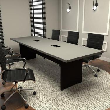 Imagem de Mesa Reunião Escritório 8 Lugares 2,70m X 0,90m com 2 Caixas de Tomada