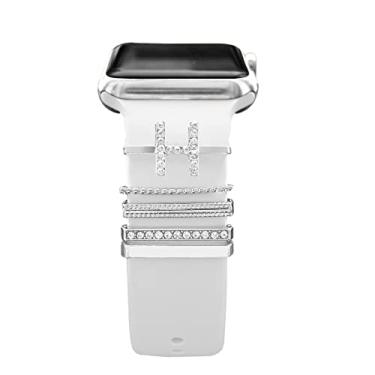 Imagem de Berloques para pulseira feminina para Apple Watch de 41 mm, 45 mm, 40 mm, 44 mm, 38 mm, 42 mm, acessórios de joias para iWatch séries 9, 8, 7, 6, 5, 4, 3, SE, Galaxy Watch 6/5/4, pulseira de silicone, Sem Pedra Preciosa