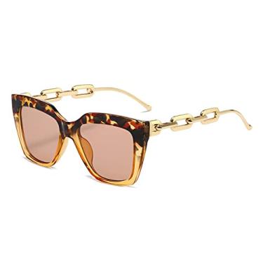 Imagem de Óculos de Sol Quadrado Personalidade Feminina Armação Grande Óculos de Corrente Quadrada Óculos de Sol Moda Protetor Solar Óculos de Sol Feminino Tendência, 5, Tamanho Único