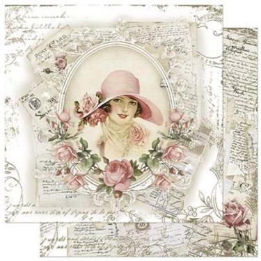 Imagem de Papel Scrapbook Litoarte 30,5X30,5 Sd-913 Dama E Rosas Vintage