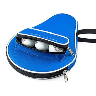 Imagem de Mintata Professional Ping Pong Paddle Case Capa de armazenamento Raquete de tênis de mesa, bolso lateral para 3 bolas (cor: azul)
