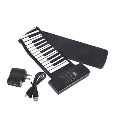 Imagem de Sluffs Piano Keyboard, Roll Up Piano Instrumento De Música Eletrônica Hand Roll Piano, Portable 61-Keys Roll Up Soft Silicone Soft Electronic Digital Music Keyboard Piano Novo