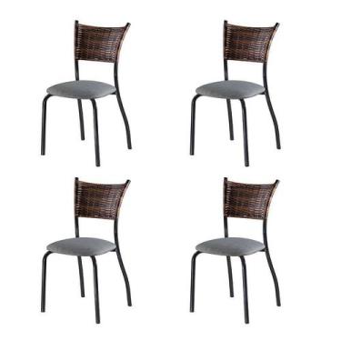 Imagem de Conjunto Com 4 Cadeiras Espanha Vi Cinza Escuro 89 Cm - Mais Decor