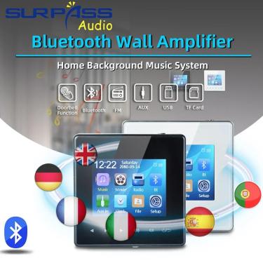 Imagem de Casa Bluetooth Amplificador de parede  Smart Audio  Mini Touch Screen  Som estéreo  USB  TF  Painel