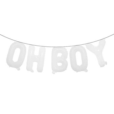 Imagem de 16 inch Oh Boy Balloons Banners Alphabet Foil Letter Balloon Decoration with Rope for Baby Shower Birthday Party Gender Reveal Party (OH BOY White)