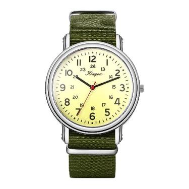 Imagem de Avaner Relógio analógico militar masculino, pulseira de nylon, relógio de pulso de quartzo, relógio esportivo ao ar livre, Verde, Japonês