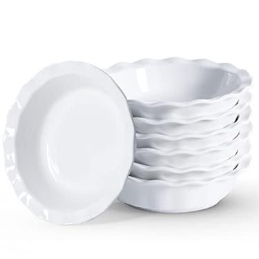 Imagem de Lareina Conjunto de 6 mini frigideiras, pratos individuais de 16,5 cm para assar, pratos pequenos de torta de cerâmica de 340 g para torta de frango, seguro para micro-ondas e lava-louças, presentes