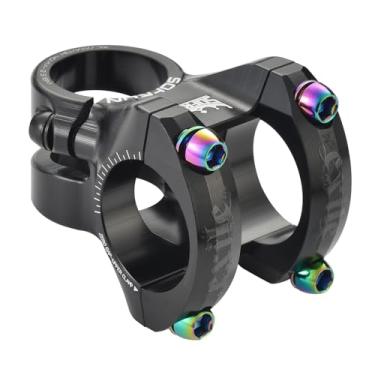 Imagem de SOFRON Haste de bicicleta de 31,8 x 28,6 mm, haste curta MTB, suporte de guidão para mountain bike, haste de bicicleta de 35 mm, liga de alumínio CNC ultraleve, preta