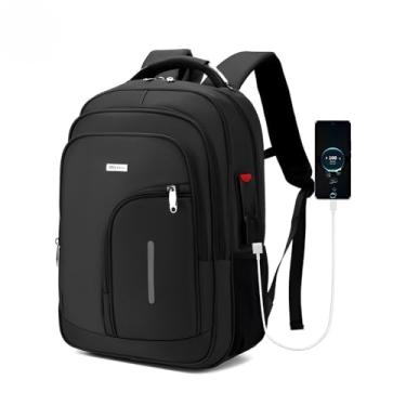 Imagem de Mochila Masculina Reforçada Grande para Notebook Trabalho Viagem Executiva Cabo de Aço Impermeável Antifurto com Saídas USB/Fone de Ouvido Unissex