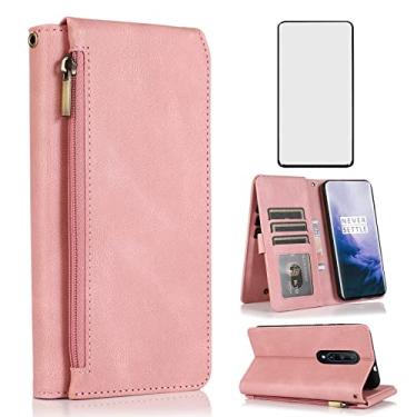 Imagem de Compatível com OnePlus 7 Pro, carteira protetora de tela e zíper retrô de couro com suporte para cartão para OnePlus7Pro 5G One Plus 1+7 1Plus OnePlus7 7Pro One+ 1 + Sete mulheres ouro rosa